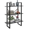 vidaXL Book Cabinet Grey Engineered wood and metal Medium Book Cabinet