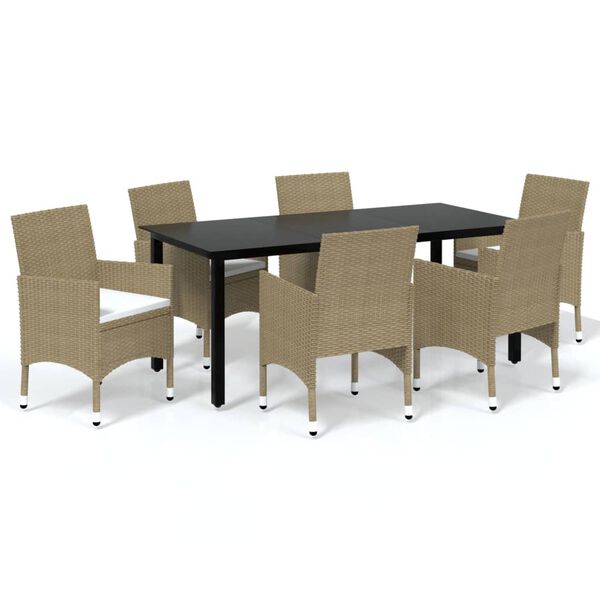 vidaXL Dining Set Beige