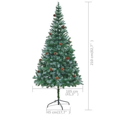 vidaXL Artificial Christmas Tree with LEDs&Ball Set Pinecones 82.7"