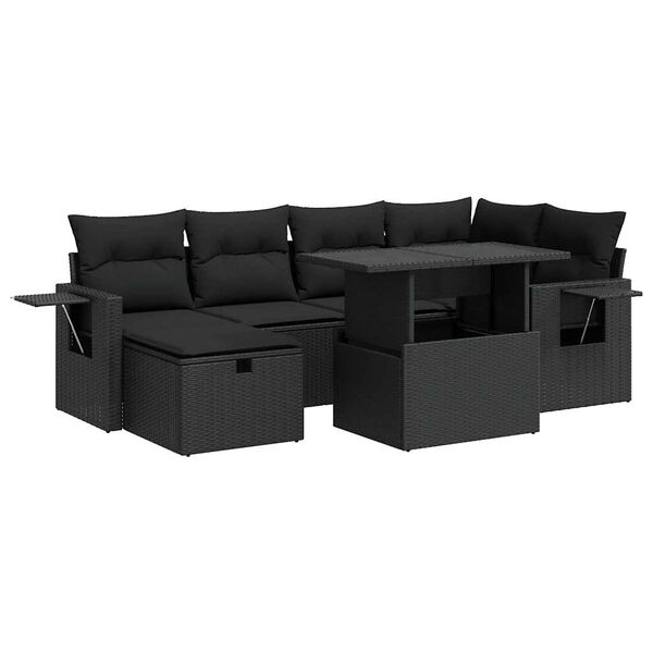 vidaXL Garden Sofa Set Black PE rattan, powder-coated steel Medium-sized