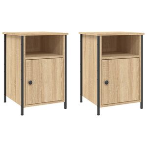 vidaXL Bedside Cabinet Set of 2 Sonoma oak Engineered wood Medium