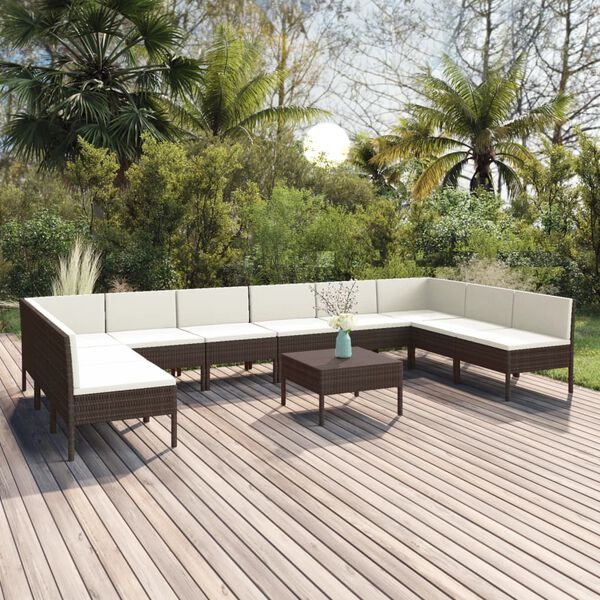 vidaXL Garden Lounge Set Brown, Cream White