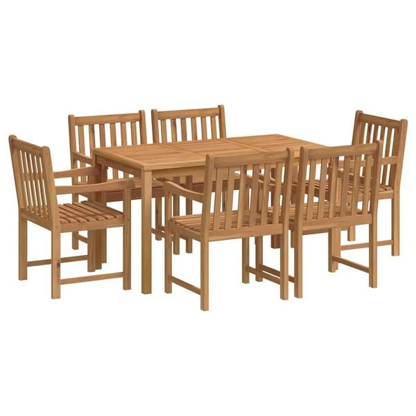 vidaXL Garden Dining Set Natural Teak Fine sanded teak hardwood