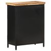 vidaXL Sideboard Black, Natural Rough Mango Wood, Steel and Iron Medium