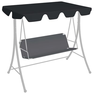 vidaXL Replacement Canopy for Garden Swing Black 74"/66.1"x57.1"/43.3"