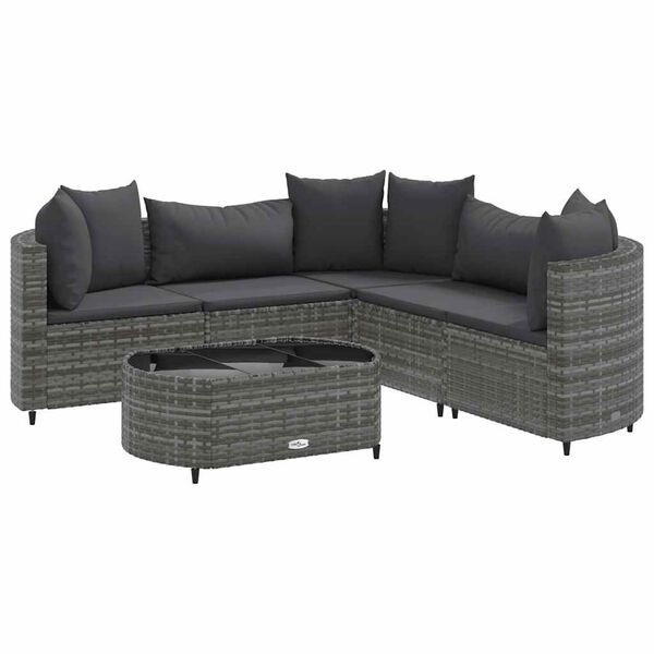 vidaXL Patio Sofa Set Set of 5 Gray, Anthracite