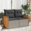 vidaXL Garden Sofa Grey PE rattan, powder-coated steel, solid acacia wood