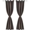 vidaXL 2 pcs Brown Blackout Curtains with Metal Rings 53.1 x 96.5"