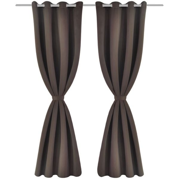 vidaXL 2 pcs Brown Blackout Curtains with Metal Rings 53.1 x 96.5"
