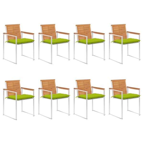 vidaXL Patio Chairs 8 pcs with Cushions Solid Acacia Wood