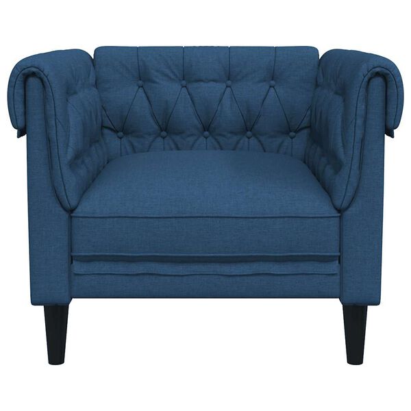 vidaXL Chesterfield Sofa Chair Blue 100% polyester, plywood, solid wood