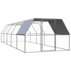 vidaXL Chicken Cage Silver and grey Galvanized steel, Polyethylene Large