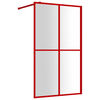 vidaXL Walk-in Shower Wall with Clear ESG Glass Red 46.5"x76.8"