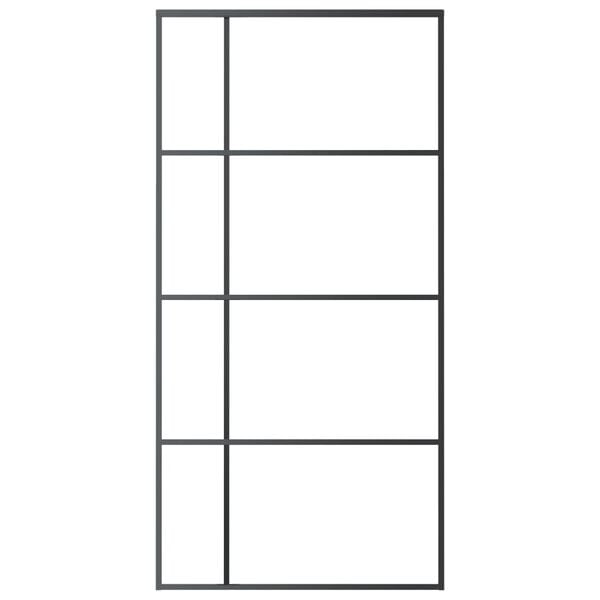 vidaXL Sliding Door Frosted ESG Glass and Aluminum 40.4"x80.7" Black