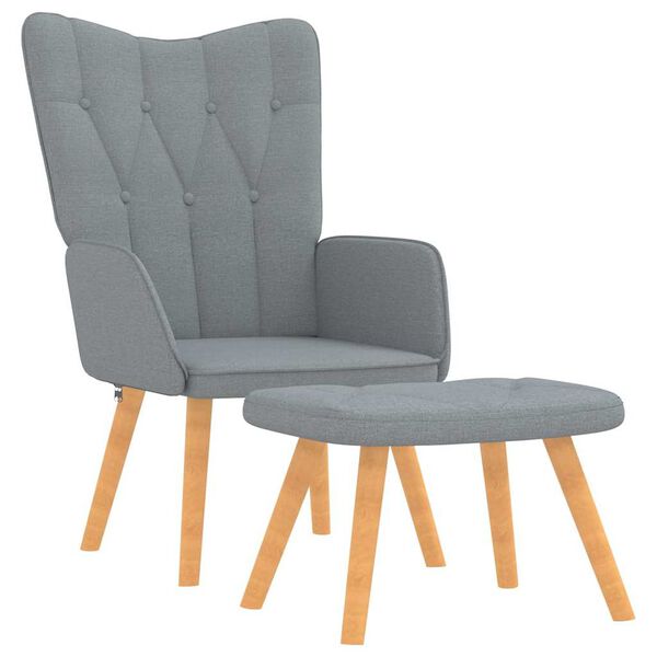 vidaXL Relaxing Chair With Stool Light Grey