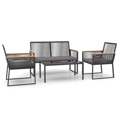 vidaXL 4 Piece Patio Lounge Set with Cushions Black Steel