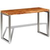 vidaXL Dining Table And Chair Brown Solid wood, Steel Medium Hardwood