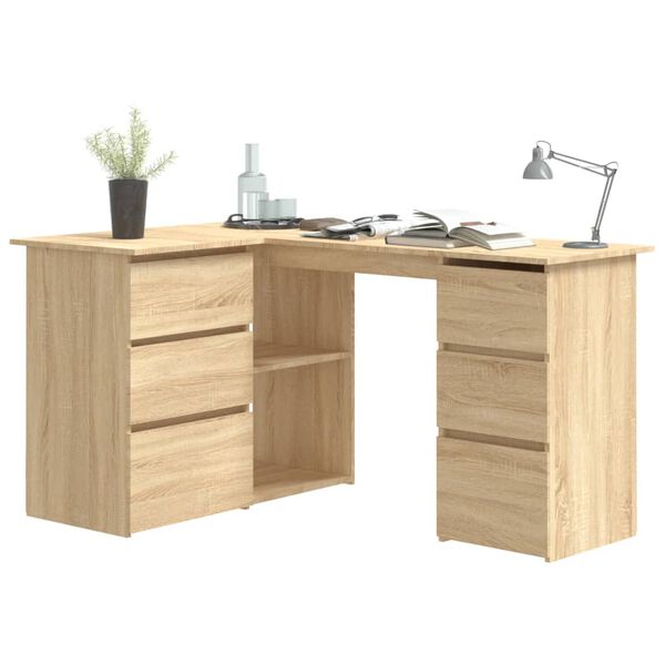 vidaXL Corner Desk Sonoma Oak Engineered Wood Large Corner Desk