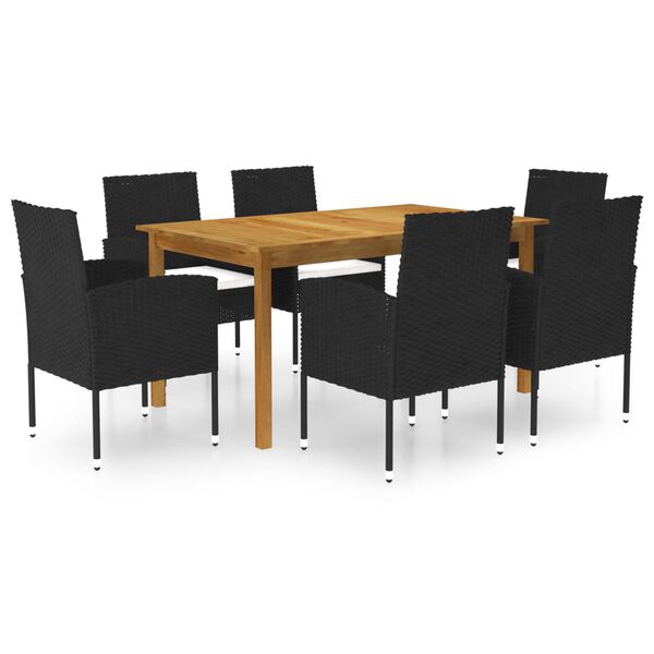 vidaXL Garden Dining Set Black Solid acacia wood Standard Durable
