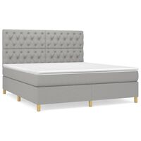 vidaXL Box Spring Bed with Mattress Light Gray 59.8"x79.9" Queen Fabric