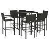 vidaXL Garden Bar Set Black PE Rattan, Powder-Coated Steel, Tempered Glass