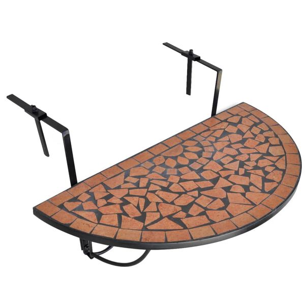vidaXL Garden Table Terracotta and Black Iron and Ceramic