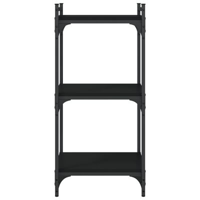 vidaXL Bookcase 3-Tier Black 15.7"x11.8"x33.9" Engineered Wood