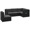 vidaXL Garden Lounge Set Black Poly Rattan 5 Piece Height-Adjustable