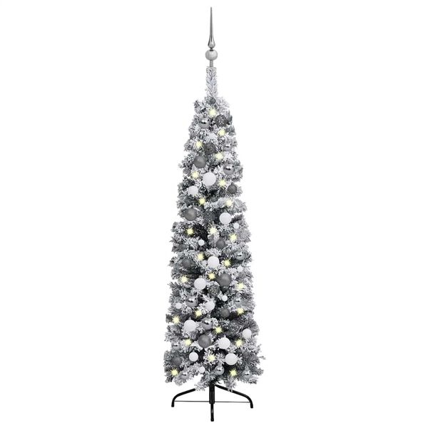 vidaXL Artificial Christmas Tree Green with white flocked snow PVC, Steel