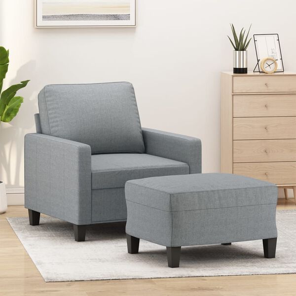 vidaXL Sofa Chair With Footstool Light grey