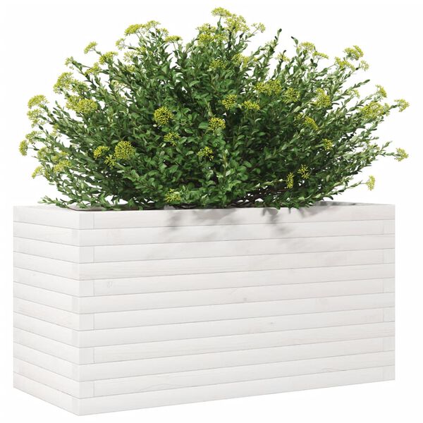vidaXL Garden Planter White Solid pinewood 35.4 x 15.7 x 17.9 in
