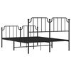vidaXL Bed Frame Black Powder-Coated Steel 53.1 x 74.8 in Bed Frame