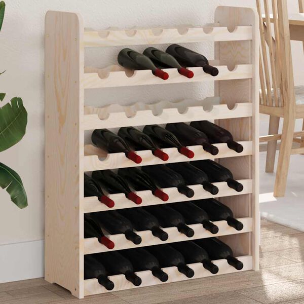 vidaXL Wine Rack 26.6x9.8x34.3" Solid Wood Pine