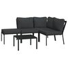 vidaXL Garden Lounge Set Black, Gray Powder-coated steel, Polyester fabric