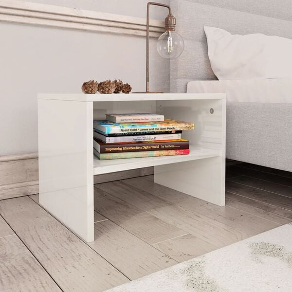 vidaXL Bedside Cabinet High gloss white Engineered wood Bedside Cabinet