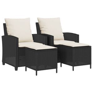 vidaXL Garden Sofa Set Black PE rattan Medium Adjustable Feet
