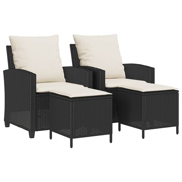 vidaXL Garden Sofa Set Black PE rattan Medium Adjustable Feet