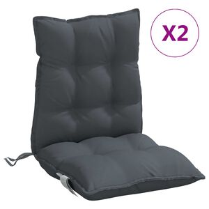 vidaXL Lowback Chair Cushion Set of 2 Anthracite