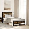 vidaXL Bed Frame Smoked Oak Steel, Engineered Wood Single Bed Frame