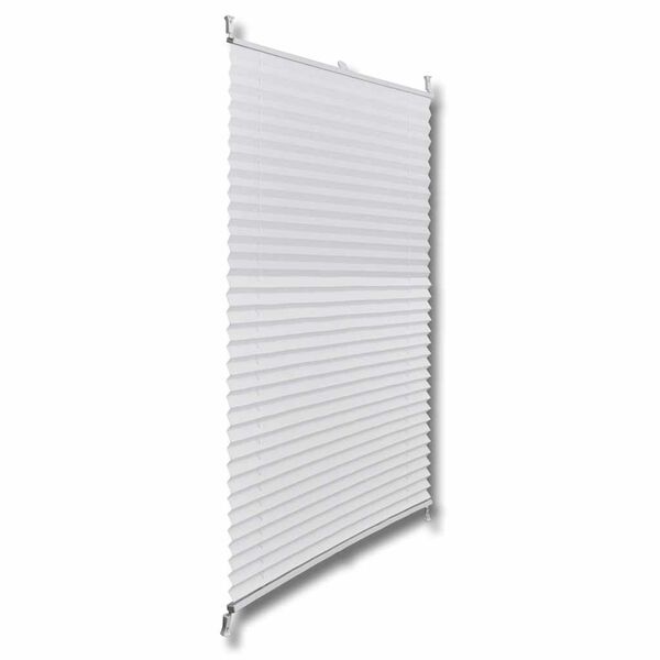 vidaXL Plisse Blind White Crepe Fabric, Aluminum 23.6 x 49.2