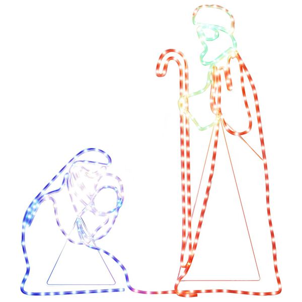 vidaXL Christmas Mary And Joseph Figure Multicolour Steel, PVC Large