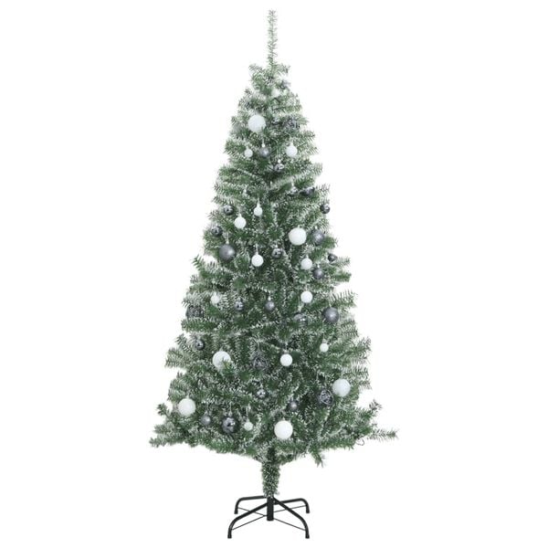vidaXL Artificial Christmas Tree Green and white PET, Metal, Plastic, PVC