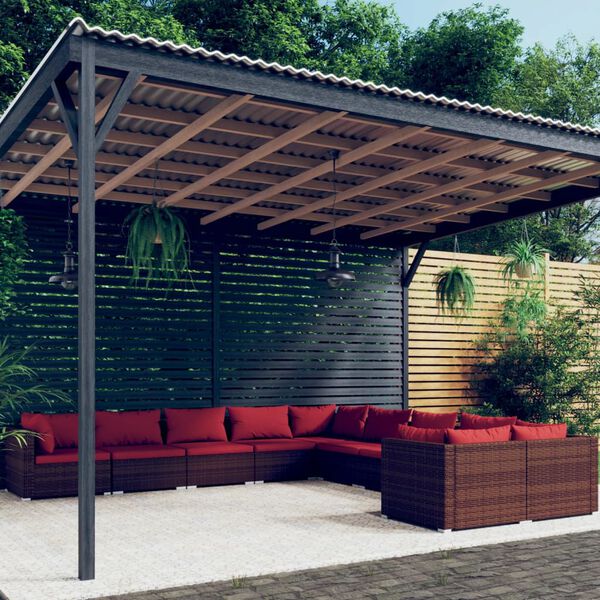 vidaXL Garden Lounge Set Brown PE rattan Large Modular