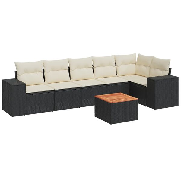 vidaXL Garden Sofa Set Black, Cream white