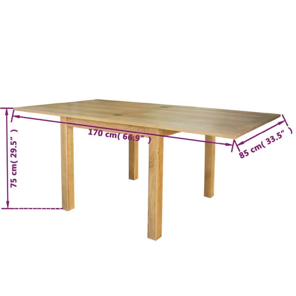 vidaXL Extendable Table Oak 67"x33.5"x29.5"