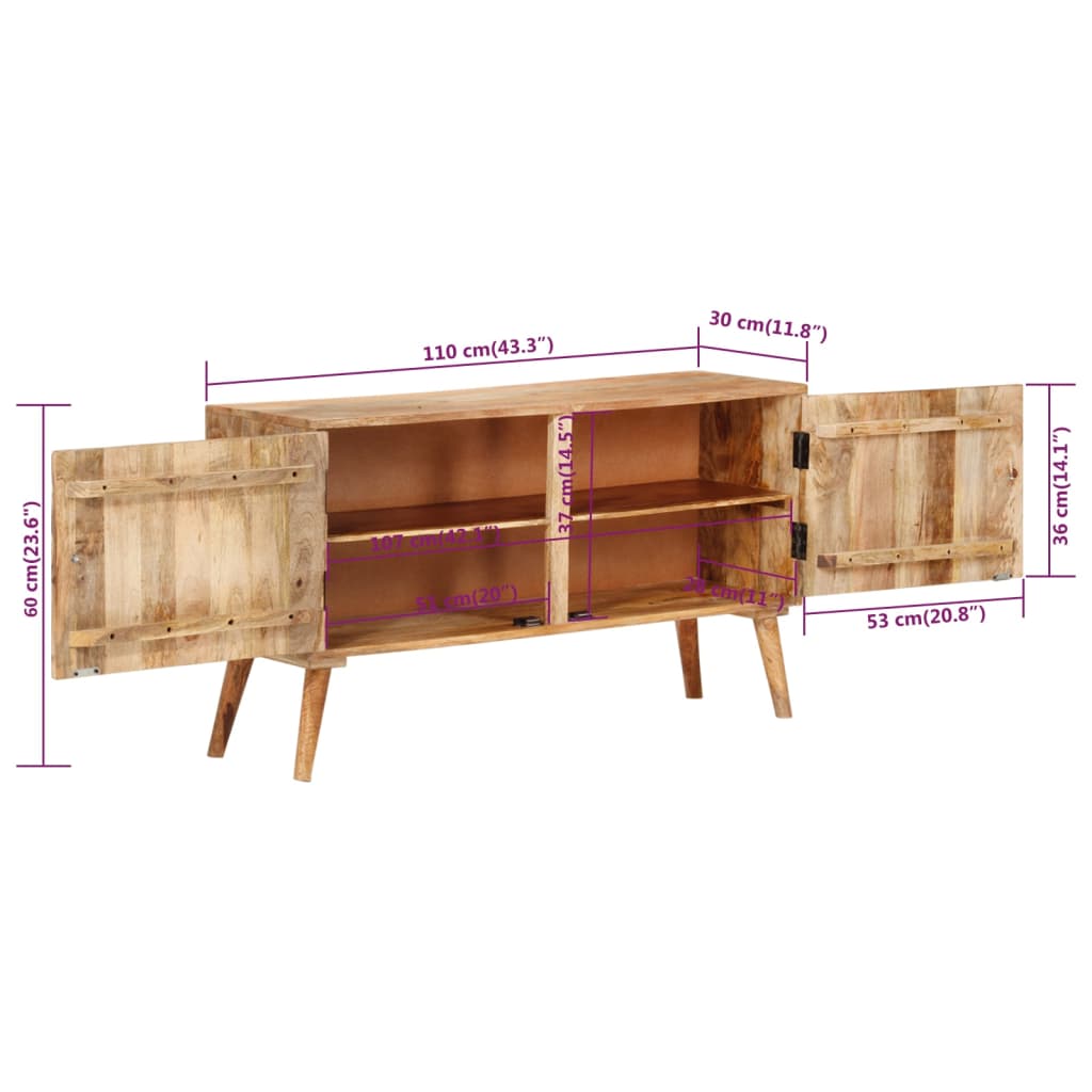 vidaXL Sideboard Solid Mango Wood 43.3"x11.8"x23.6"