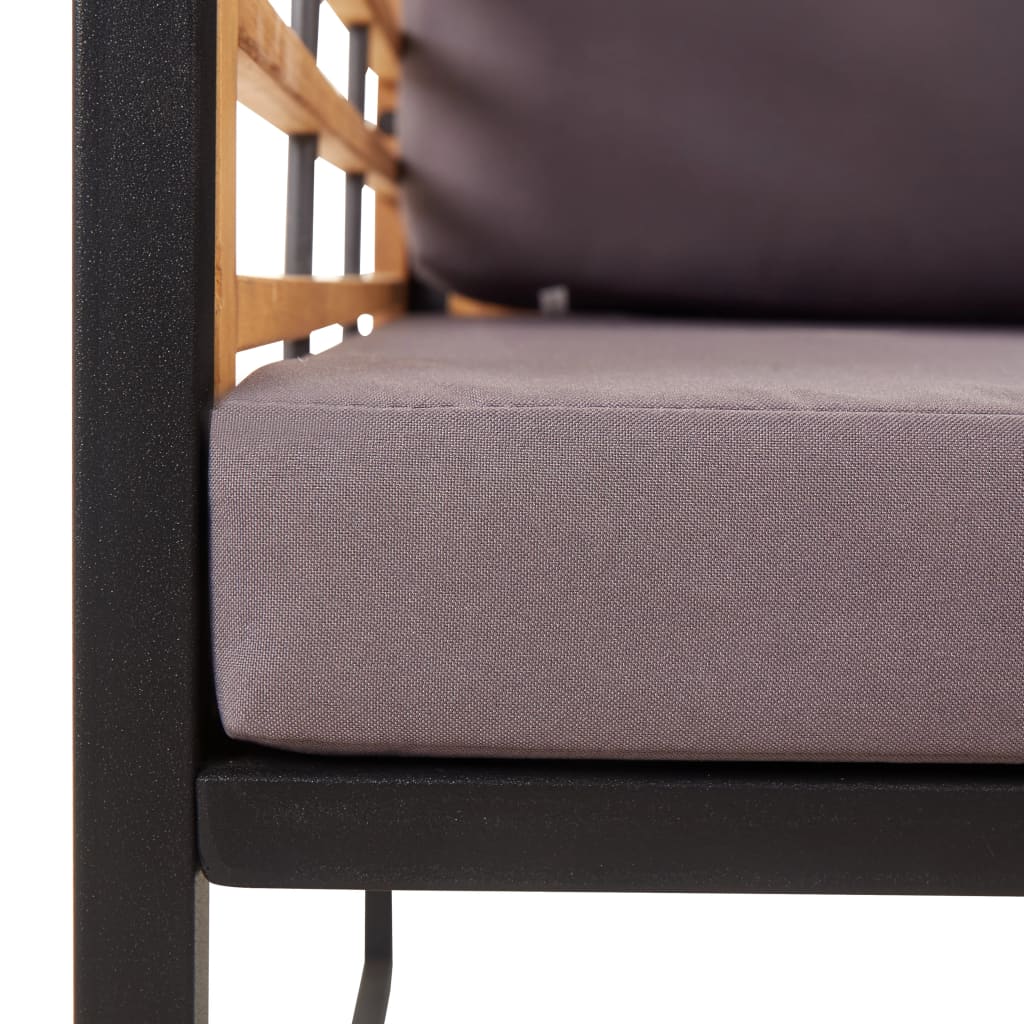 vidaXL Patio Chairs with Cushions 2 pcs Solid Acacia Wood Dark Gray