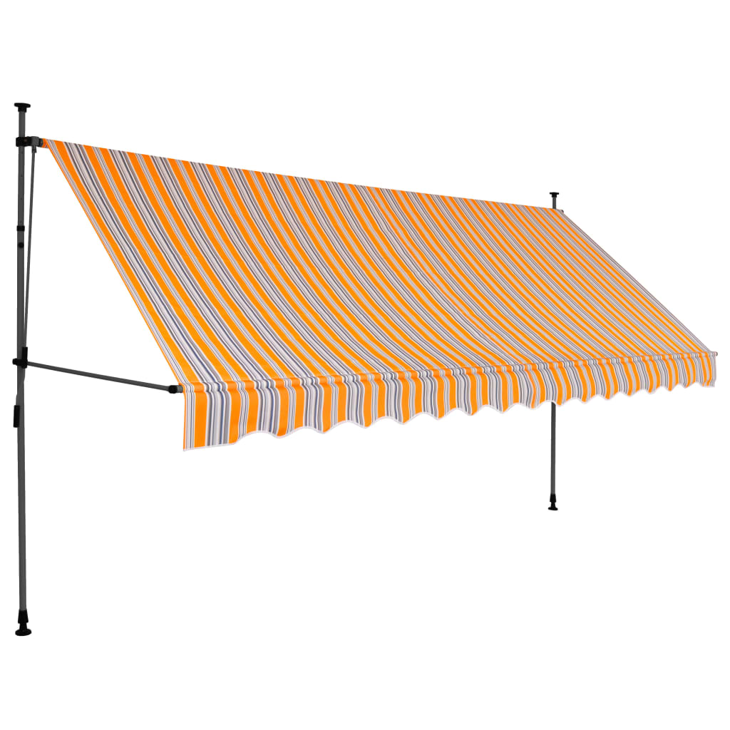 vidaXL Manual Retractable Awning with LED 137.8" Yellow and Blue