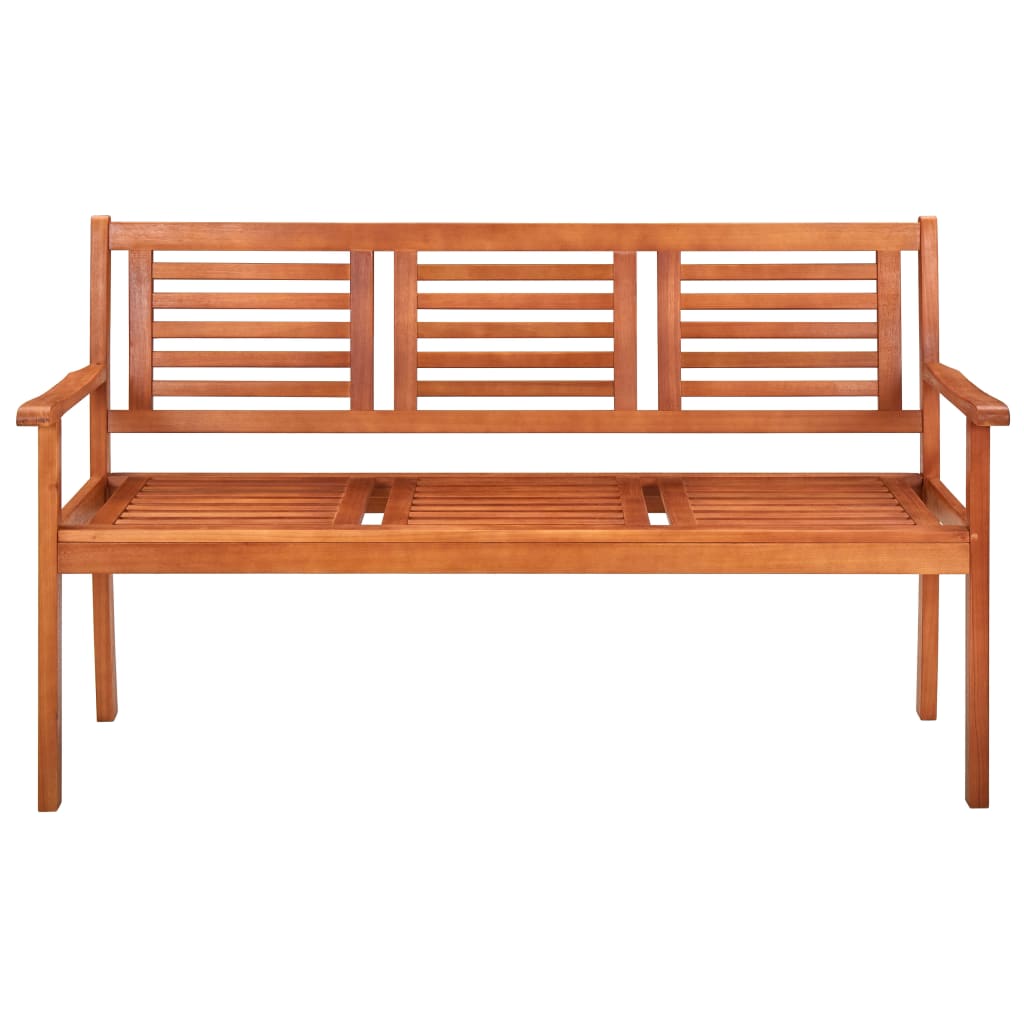 vidaXL 3-Seater Patio Bench with Cushion 59.1" Solid Eucalyptus Wood