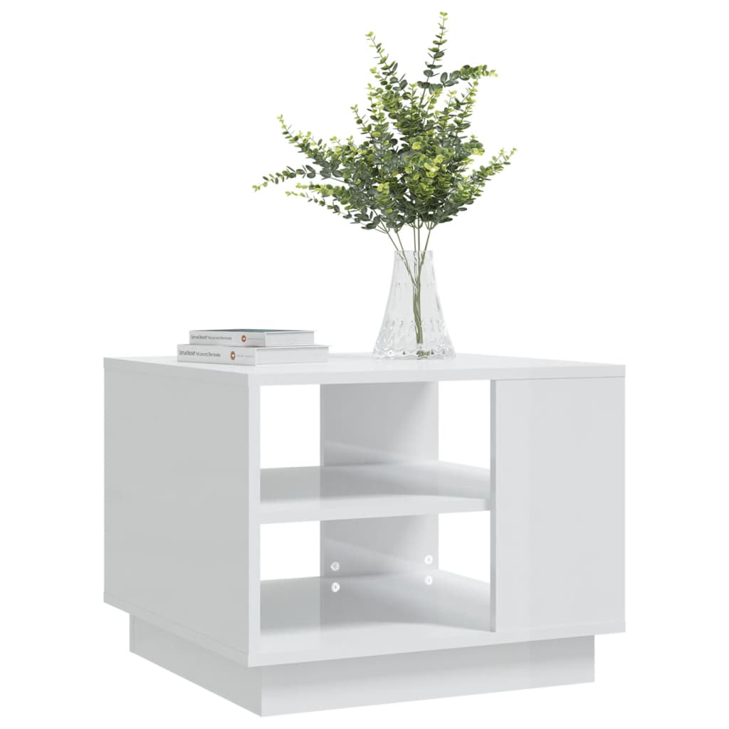 vidaXL Coffee Table High Gloss White 21.7"x21.7"x16.9" Engineered Wood